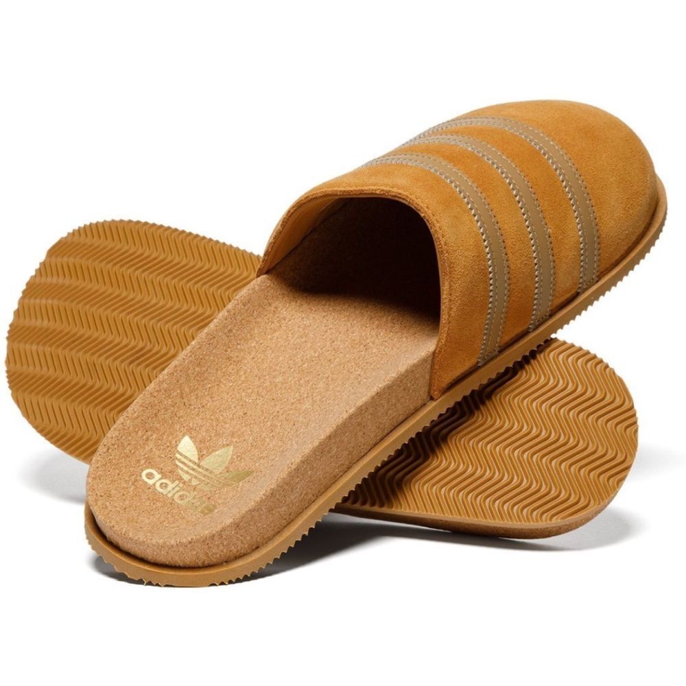 adidas Women’s Slide Sandals in Tan/Gold